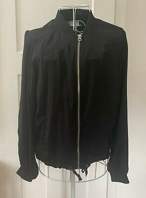 H&M Young Black Silky Bomber Style Jacket Age 11-12 Years Lightweight Vgc