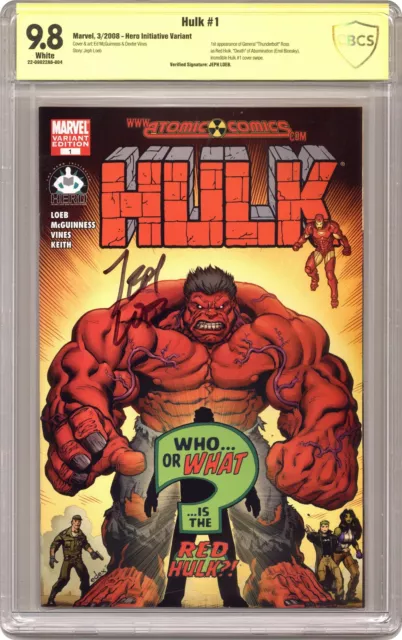 Hulk #1 McGuinness Hero Initiative/Atomic Variant CBCS 9.8 Signed Loeb 2008