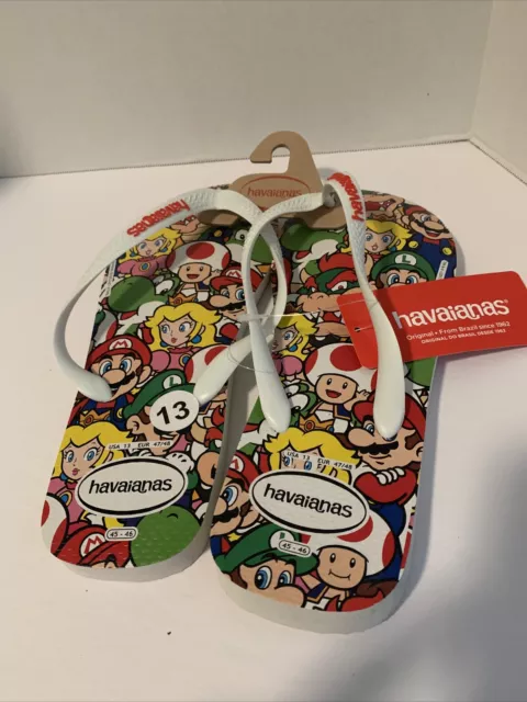 Nintendo Havaianas Flip Flops Sandals Size 13 EUR 47/48 Mario Yoshi Luigi Toad