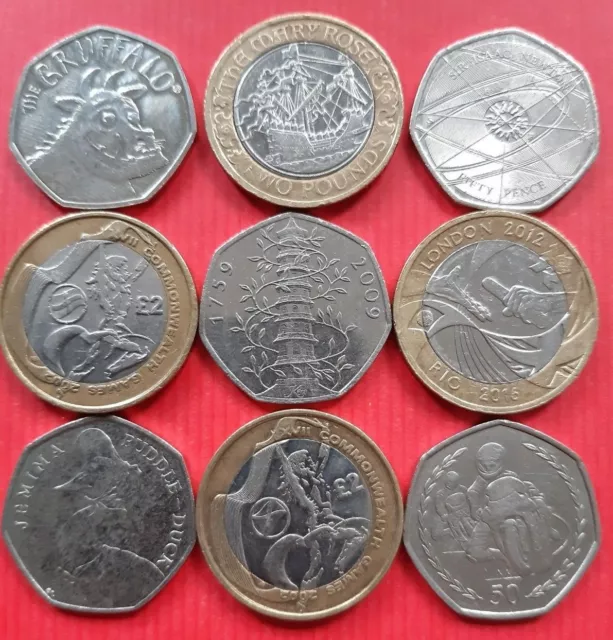 £2 and 50p Coins Kew Gardens Olympics Commonwealth games King James Mary Rose