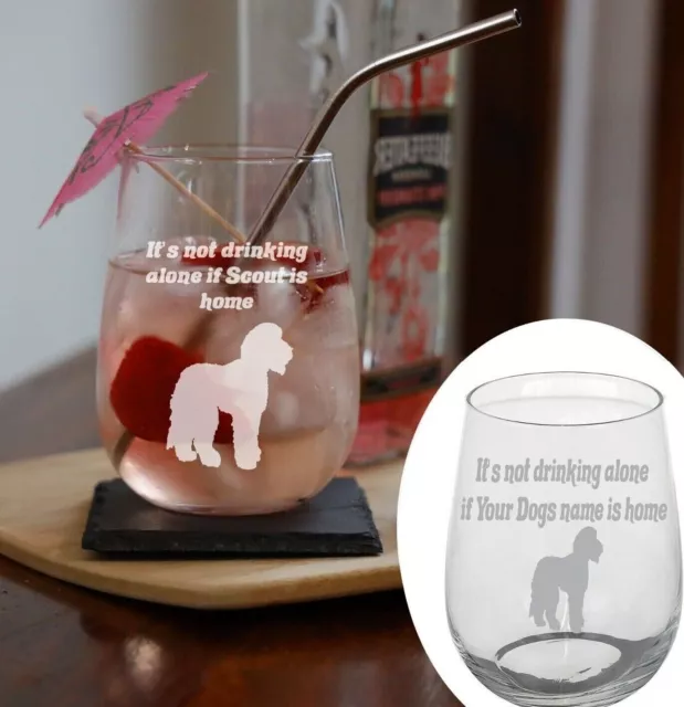 Personalised Engraved Dog Lover ANY BREED Novelty Stemless Glass Gin Wine Gift