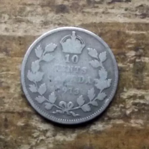 1913 Canada Ten 10 Cent Silver Coin Lot 65-O