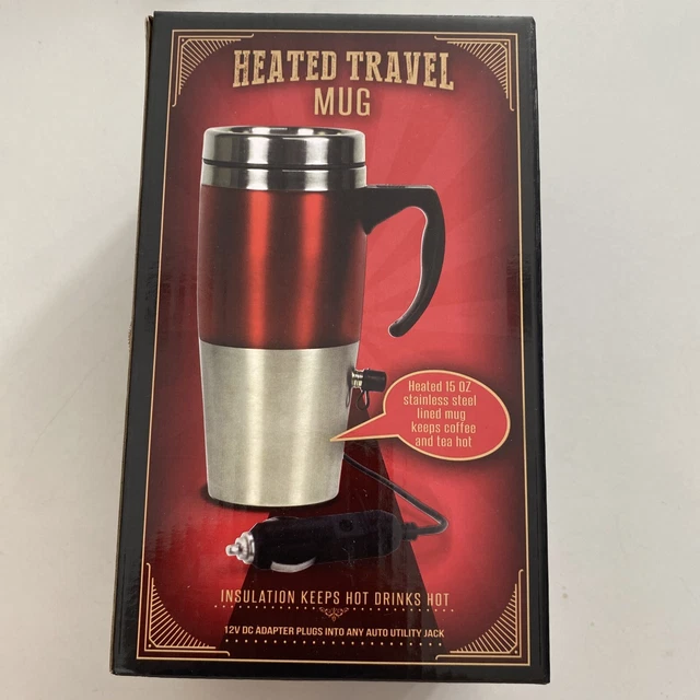 Heated Travel Mug Stainless Steel 12V Coffee Mug Brand New