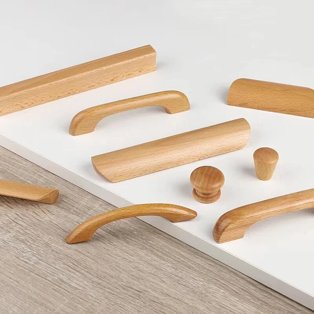 Wardrobe Door Solid Wood Handle Drawer Cabinet Handle Beech Wooden Handle