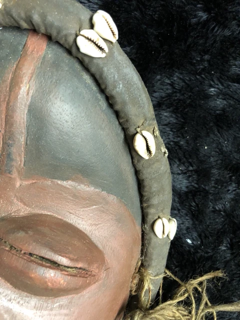 Hand Carved African Dan Tribe Wooden and Hemp Mask - Ivory Coast 3