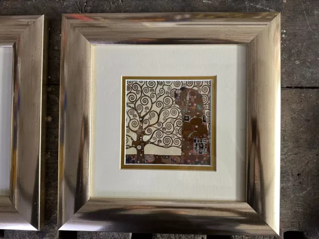 Gustav Klimt Bild, Der Baum des Lebens, Rahmen Gold mit Doppel Passepartout 1/2