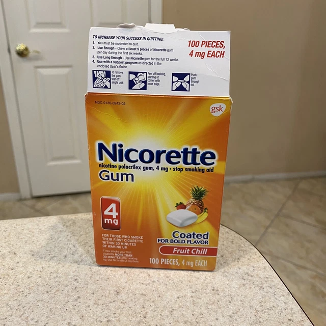 ONLY 90 Count Nicorette Smoking Cessation Aid 4MG Fruit Gum - 90 Count