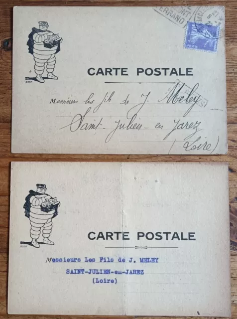 RARE -Lot de 2 Cartes postales Michelin - 1929/30 Bibendum facteur- Old Postcard