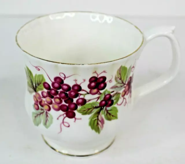 Vintage Royal Albert Bone China Footed Coffee Mug / Cup Pink Berries and Leaves