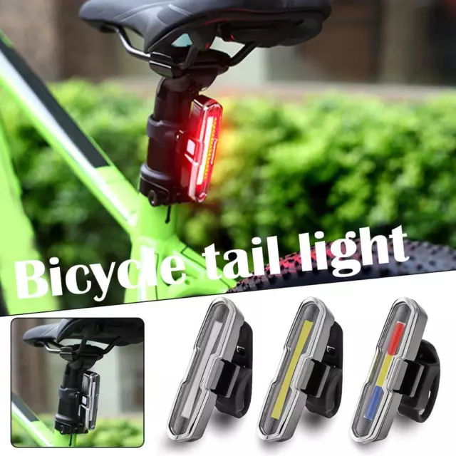 COB LED USB-Rechargeable Bike Tail Light Bicycles MTB Rear Warning Lamp I4D4