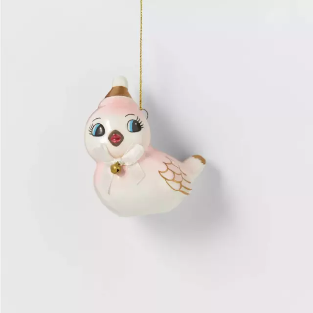 Target Wondershop Retro Pink Ceramic Bird Christmas Tree Ornament HTF Sold Out
