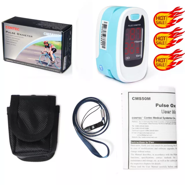 LED Oximeter Oxymeter Finger Pulse Blood Oxygen Monitor SpO2 PR,softbag,rope,FDA