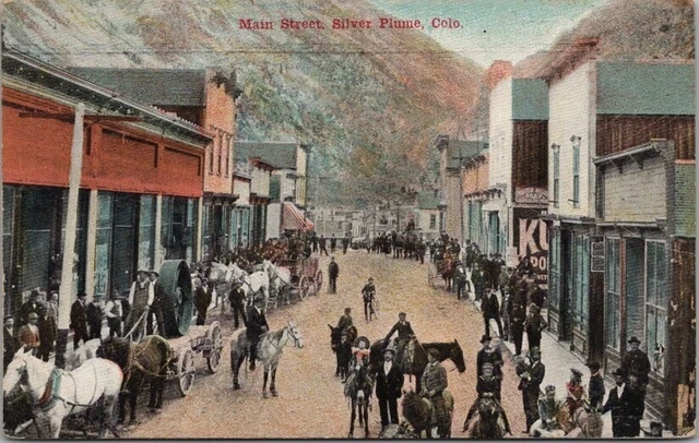 Vintage SILVER PLUME, Colorado Postcard MAIN STREET Downtown Scene / 1910 Cancel