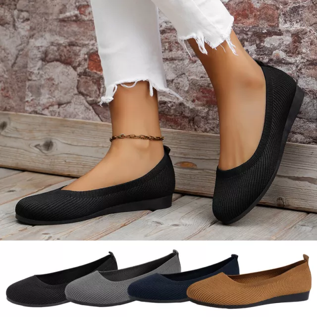 Womens Ballerina Ballet Dolly Boat Casual Pumps Slip On Ladies Flat Shoes Size