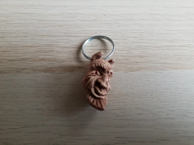 Wooden DEVIL EVIL traditional Handmade, Keychain
