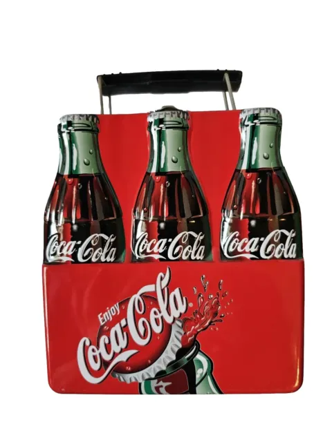 Vintage Coca- Cola Metal Tin Mini Lunch Box Pail Container with Handle