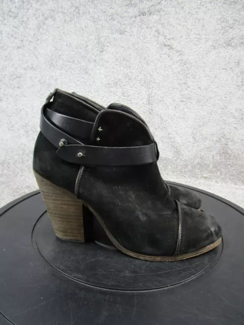 Rag & Bone Booties Womens Size 37 Eu 6.5 Us Harrow Black Suede Heeled Boots