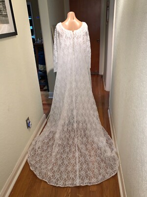 VTG BRIDAL ORIGINALS Full Lace Wedding Dress Country Long Sleeves Bridal Gown XS
