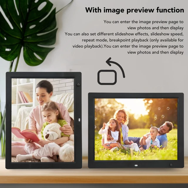 (Prise UE)100-240V Plug And Play Cadre Photo Numérique 1080p Aperçu Noir Cadre