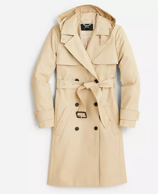 J.Crew Womens $348 Petite New Icon Trench Coat Vintage Khaki Size P2 BF458