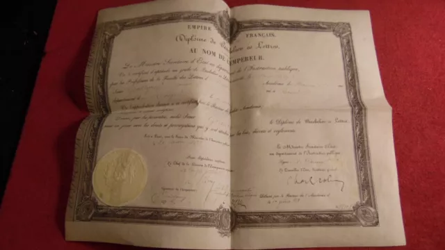 Diplome de Bachelier en Lettres Second Empire 1868