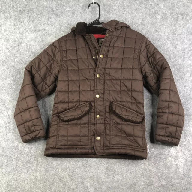 Mini Boden Jacket Boys 9-10Y Brown Quilted Puffer Full Zip Lined School Pockets