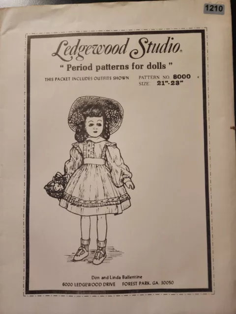 Ledgewood Studio Period Doll Costume #8000 Girls outfit 21-23 " Doll Vintage