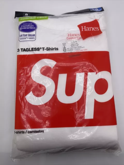 Supreme Hanes White Tee 3 Pack White Brand New Sealed Men’s Large