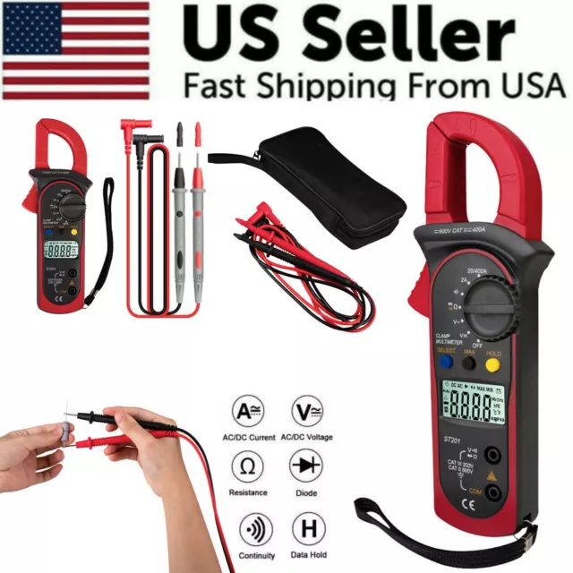 Digital Multimeter Tester AC DC Volt Ohm Amp Clamp Meter Auto Range LCD Handheld