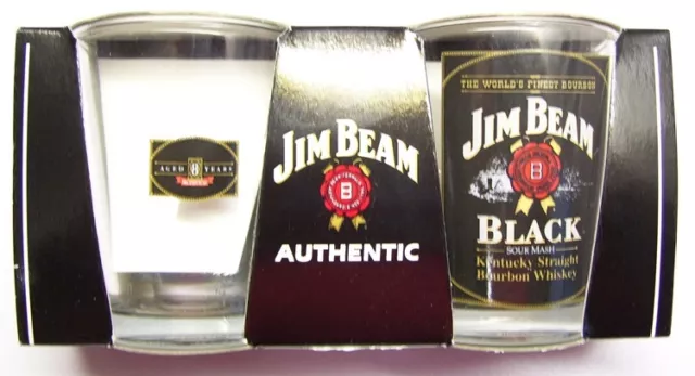 **NEW** Genuine Authentic Jim Beam Black Shot Glasses 2 pack