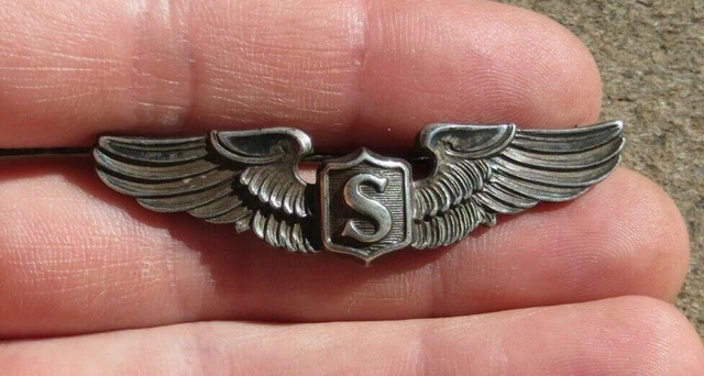 WW2 US ARMY Air Force Service Pilot Wing Pin Sterling BADGE AMICO 2" £ ...