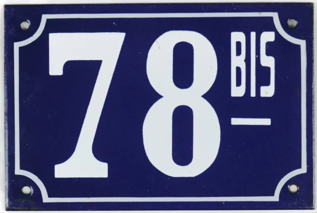 Old blue French house number 78 door gate wall fence street sign plate plaque