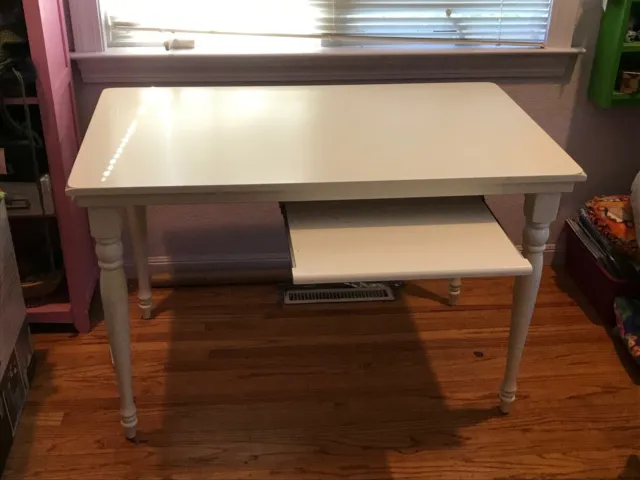 White Pottery Barn desk with keyboard tray, used