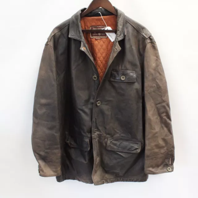 Men's MARLBORO CLASSICS Vintage Dark Brown Leather Jacket Size XL - C05