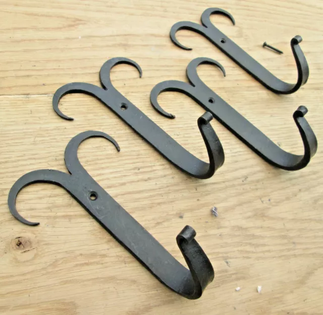 4 X 5" Hand Forged Wrought Iron Old English Gothic Kitchen Hanging Hooks