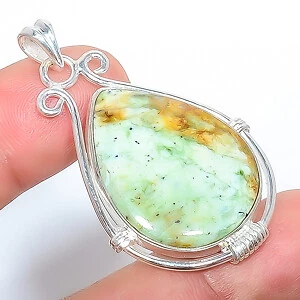 Chrome Chalcedony 925 Sterling Silver Jewelry Pendant 1.83" P7559-54
