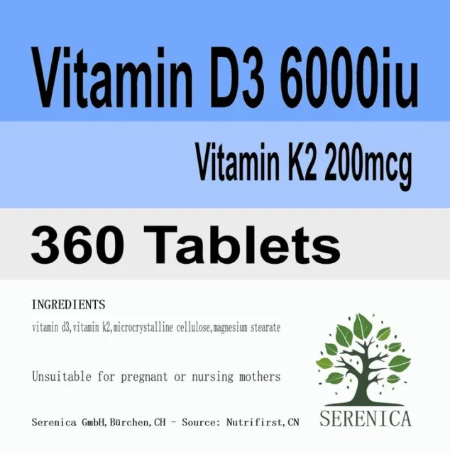 VITAMIN D3 K2 Vit Complex x 360 Tablets