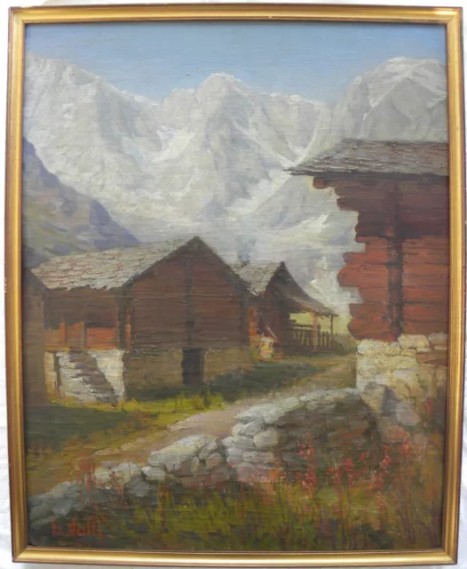 Rita VALLI (Pavia 1903-1998) Fienili di Pecetto Olio su tela cm 70x55 anno 1926
