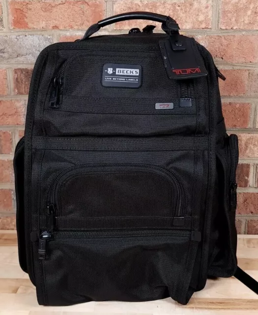 TUMI Alpha T-Pass Black Nylon Laptop Backpack Bag Becks Beer Logo 26578DH