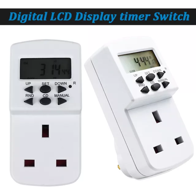 Programmable Electronic Timer 12/24 Hour Digital Switch 7 Day Socket Plug in