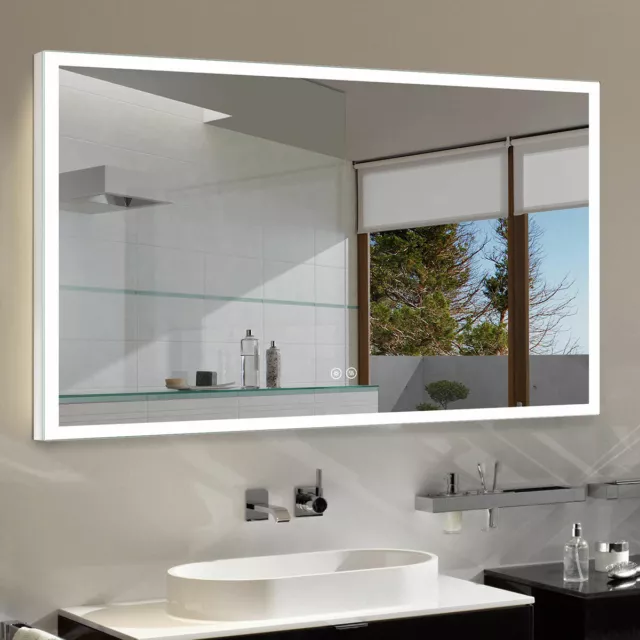 Dimmable Antifog LED Bathroom Mirror Bluetooth Vertical Horizontal Wall Vanity