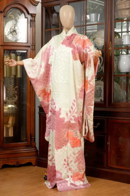 Dear Vanilla Japanese Silk Furisode Kimono Women's Authentic Japan Made Vintage