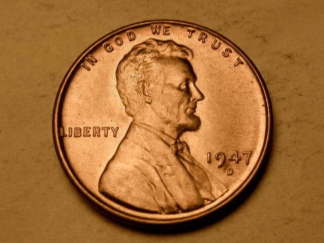 1947 D Gem BU Uncirculated Red Wheat Cent!! SUPERB!! Nice!!! BEAUTIFUL!!#3