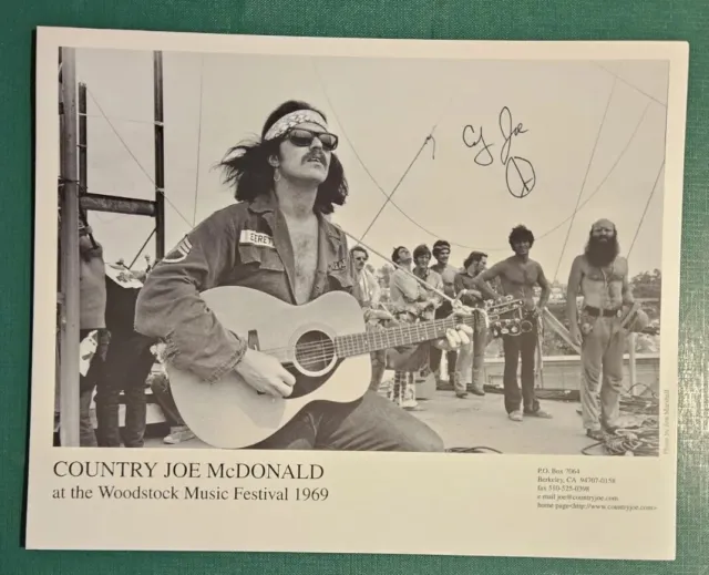 Country Joe McDonald Hand Signed B&W Photo 8"x10" Country Joe And The Fish