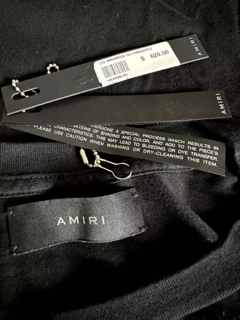 Amiri Oversized Black Les Amoureux Champagne Cotton T-shirt Size S FOM03237CJ 3