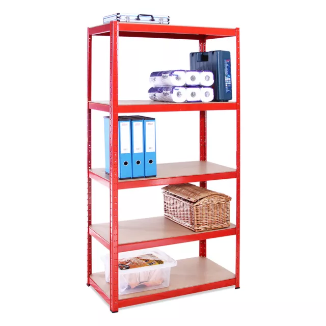 G-Rack Shelving 5 Tier Red Metal Garage   Heavy Duty Racking Storage 180x90x45