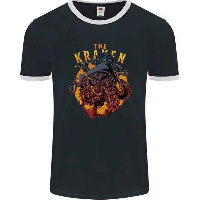 The Kraken Octopus Cthulhu Scuba Diving Mens Ringer T-Shirt FotL