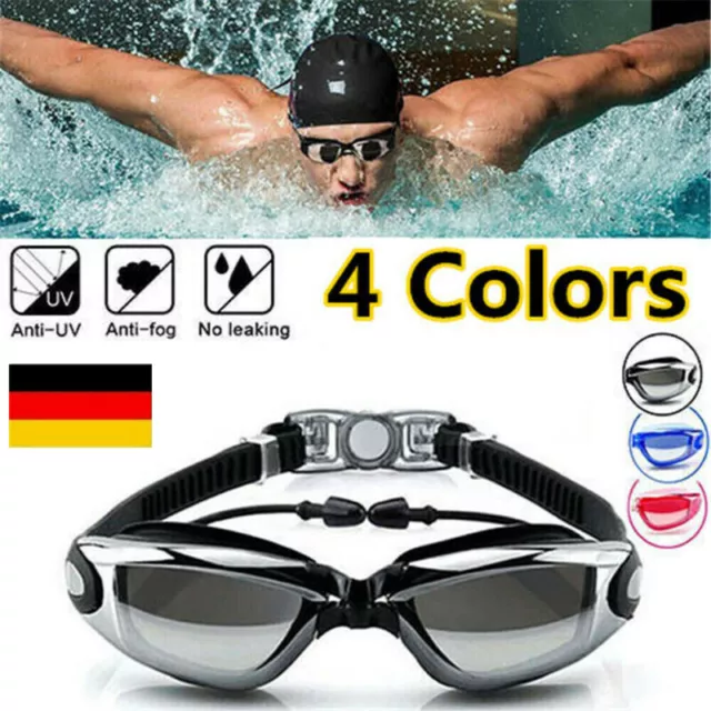 DE Schwimmbrille-Nasenklammer-Ohrstöpsel-Profi-Taucherbrille-Schwimmbrille-Sport