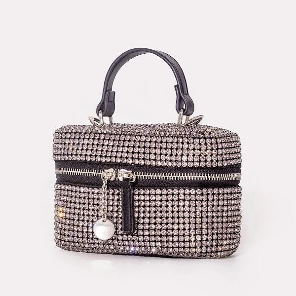 Womens SIlver Handbag Purse Small Kawaii Bag Small Crystal Bag Mini Crossbody
