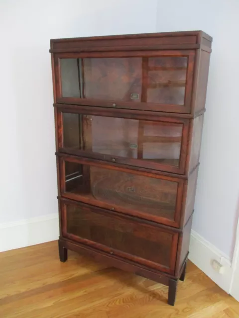 Mahogany 4 Section Stacking Barrister Bookcase, HALE - Herkimer, NY, Glass Doors